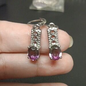 Watermelon Quartz (Triplet) 3.00 ctw Lever Back Earrings in Stainless Steel